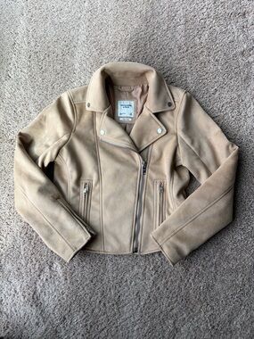 Abercrombie & Fitch Women’s Vegan Suede Moto Jacket | Tan | Size Medium